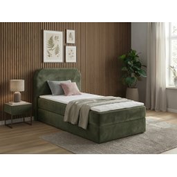 Kárpitozott boxspring ágy FORENA 90x200 cm sötétzöld RIVIERA 35 + CORTO 37 Matrac: Bonell rugós matrac