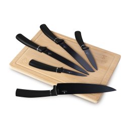 Berlinger Haus Késkészlet 6 részes bambusz vágódeszkával tapadásmentes Matte Black Collection BH/2549AN