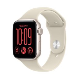 Apple Watch SE3 v2 Cellular 44mm Starlight Aluminium Case with Sand Sport Band - S/M
