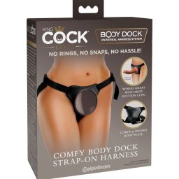 King Cock Elite Comfy Body Dock párnázott, állítható dildóhám - fekete