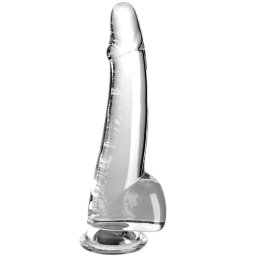 King Cock élethű dildó herékkel - átlátszó, 19cm