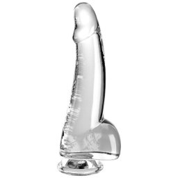 King Cock élethű dildó herékkel - átlátszó, 15,2cm