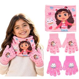 Gabby's Dollhouse körsál és kötött kesztyű szett/3db lányoknak
