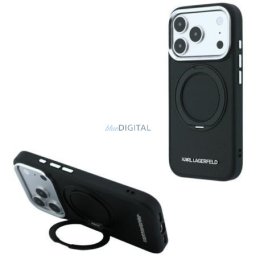 KARL LAGERFELD case for IPHONE 18 Pro/17 Pro compatible with MagSafe (Ring Stand 360 Saffiano Classic Logo) black