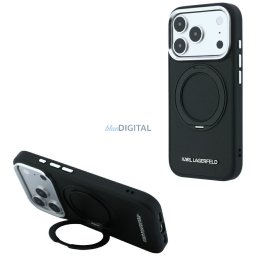 KARL LAGERFELD case for IPHONE 18 Pro Max/17 Pro Max compatible with MagSafe (Ring Stand 360 Saffiano Classic Logo) black