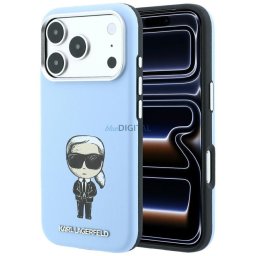 KARL LAGERFELD case for IPHONE 18 Pro Max/ 17 Pro Max compatible with MagSafe (Smooth Ikonik Sketch) light blue