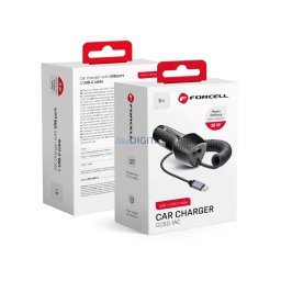 Car charger Forcell F-Energy Carbon USB A QC3.0 PD 3A 38W with cable USB C CC50-1AC black