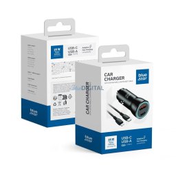 Car charger Blue Star USB C + USB A QC3.0 PD AFC PPS 3A 25W + cable USB C to Lightning black