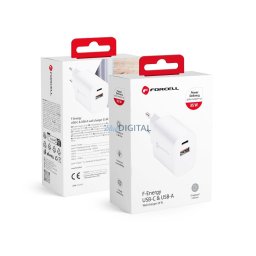 Phone charger Forcell F-Energy USB C + USB A QC4.0 PD 3A 35W TFK-TC-35WPD white