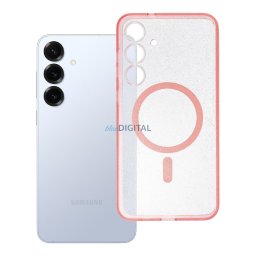 Case for Samsung S25 PLUS Clear Mag Cover - Glitter (STR) compatible with MagSafe pink glitter