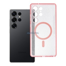 Case for Samsung S25 ULTRA Clear Mag Cover - Glitter (STR) compatible with MagSafe pink glitter