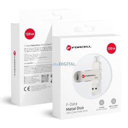 Pendrive 128GB USB 3.2 Gen 1 (USB A / USB C) Forcell F-Data Metal Duo silver