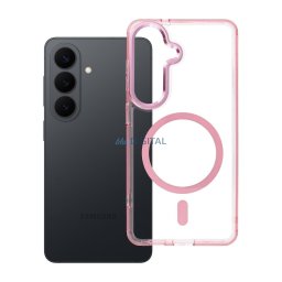 Case for Samsung S26 Frame Clear Hybrid Mag Cover compatible with MagSafe powder pink