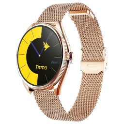 Smartwatch TITMO O-170 (AMOLED, bluetooth call, stainless steal gold mesh strap) gold