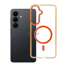 Case for Samsung S26 PLUS Frame Clear Hybrid Mag Cover compatible with MagSafe hermes orange
