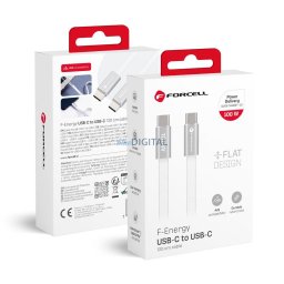 Cable USB C to USB C Forcell F-Energy QC4.0 PD 5A 100W Cafule Flat 1,2m CCFN23 white