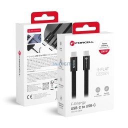 Cable USB C to USB C Forcell F-Energy QC4.0 PD 5A 100W Cafule Flat 1,2 m CCFN23 black