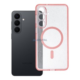 Case for Samsung S26 PLUS Clear Mag Cover - Glitter (STR / CAMERA PROTECTION) compatible with MagSafe pink glitter