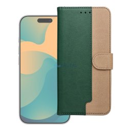 Flip case for iPhone 17 PRO / 18 PRO Split Book green and gold