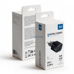 Phone charger Blue Star Nano GaN USB C + USB A QC4.0 PD 3A 25W VT-331 black