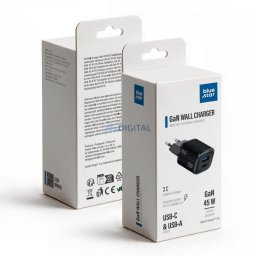 Phone charger Blue Star Nano GaN USB C + USB A QC4.0 PD 3A 45W VT-334 black
