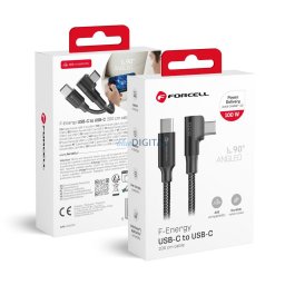 Cable USB C to USB C Forcell F-Energy QC4.0 PD 5A 100W Cafule 90° 2 m CC-1Deg black
