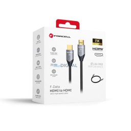 Cable HDMI 2.1 Forcell Cafule 8K 60Hz / 4K 120Hz - Ultra High Speed, HDR, eARC, VRR, 48Gbps 2 m black