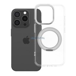 Case for iPhone 15 PRO Frame Circle Stand compatible with MagSafe transparent
