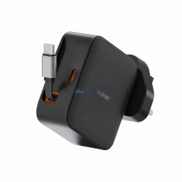 Travel charger X-ONE ChargeGo GaN 65W with retractable cable and USB C port - black
