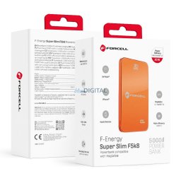 Powerbank compatible with MagSafe Forcell F-Energy SuperSlim F5K8 QC4.0 PD3.0 15W 5000 mAh orange