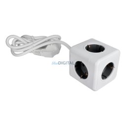 Power strip cube 5 sockets max 3680W with 1,4m power cable E03 white