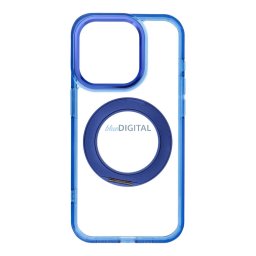 Case for iPhone 15 Pro Frame Circle Stand compatible with MagSafe navy blue