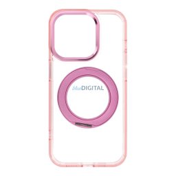 Case for iPhone 15 Pro Frame Circle Stand compatible with MagSafe pink