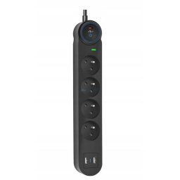 Extension cord 4 sockets + 2 x USB A + USB C Art FU810 1,5 m black