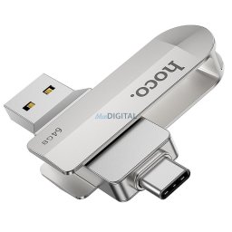Pendrive 64GB USB 3.0 (USB A + USB C) Hoco UD10 silver