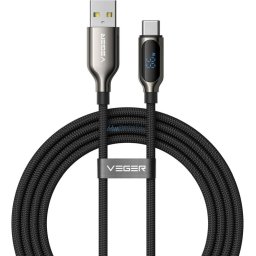 Cable with LED display USB A to Type C VEGER PD 3A 66W AC1-XHJ 1,2 m black