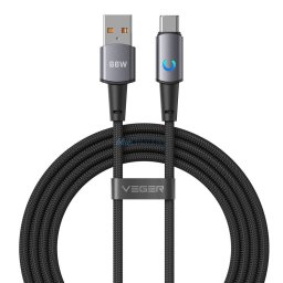 Cable with LED light indicator USB A to Type C VEGER PD 3A 66W AC1-ZSD 1,2 m black