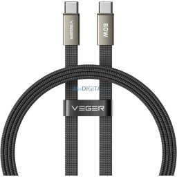 Flat cable Type C to Type C VEGER PD 3A 60W CC06-MTB 1,2 m black
