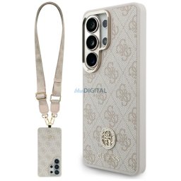 Case Guess 4G Big Rhinestone Triangle Strap MagSafe for Samsung Galaxy S26 Ultra pink