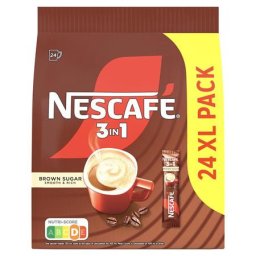 NESCAFE Instant kávé stick, 24x16,5 g, NESCAFÉ, 3in1, barna cukorral
