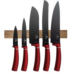 Berlinger Haus Késkészlet 6 részes akácfa mágneses akasztóval Burgundy Edition BH/2886