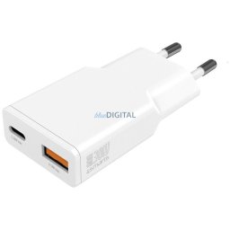 Wall charger 4smarts PDPlug Duos Slim 30W GaN USB-C, USB-A white