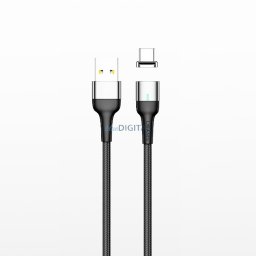 USAMS Kabel magnetyczny U28 lightning2.4A Fast Charge 1m pleciony szary/grey SJ326USB03 (US-SJ326)