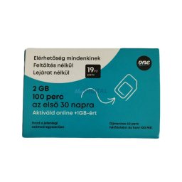 One sim kártya, 2GB / 100 perc (10db/csomag)
