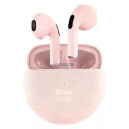 Stereo bluetooth headset vezeték nélküli töltőtokkal, TWS, BT5.3, rózsaszín, BlueStar Circle Beat TX3