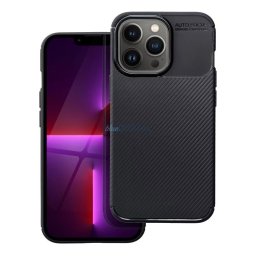 iPhone 17 (6.3") szilikon tok, hátlap tok, carbon mintás, kamera védelem, fekete, Carbon Premium