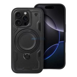 iPhone 17 Pro Max / 18 Pro Max (6,9") ütésálló hátlap tok, TPU / PC, kamera védelem, kitámasztható, fekete, Frost Armor