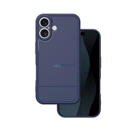 Iphone 15 Pro (6.1") hátlap tok, TPU tok, kamera védelemmel, kék, Simple carbon