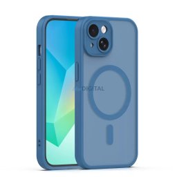 iPhone 13 (6.1") hátlap tok, TPU / PC tok, magsafe, sötétkék, kamera védelemmel, Mag Matt