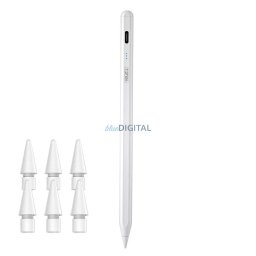 Érintő ceruza Apple táblagépekhez, fehér, Type-C csatlakozó, 6db póthegy, T-PHOX STYLUS ERA 1